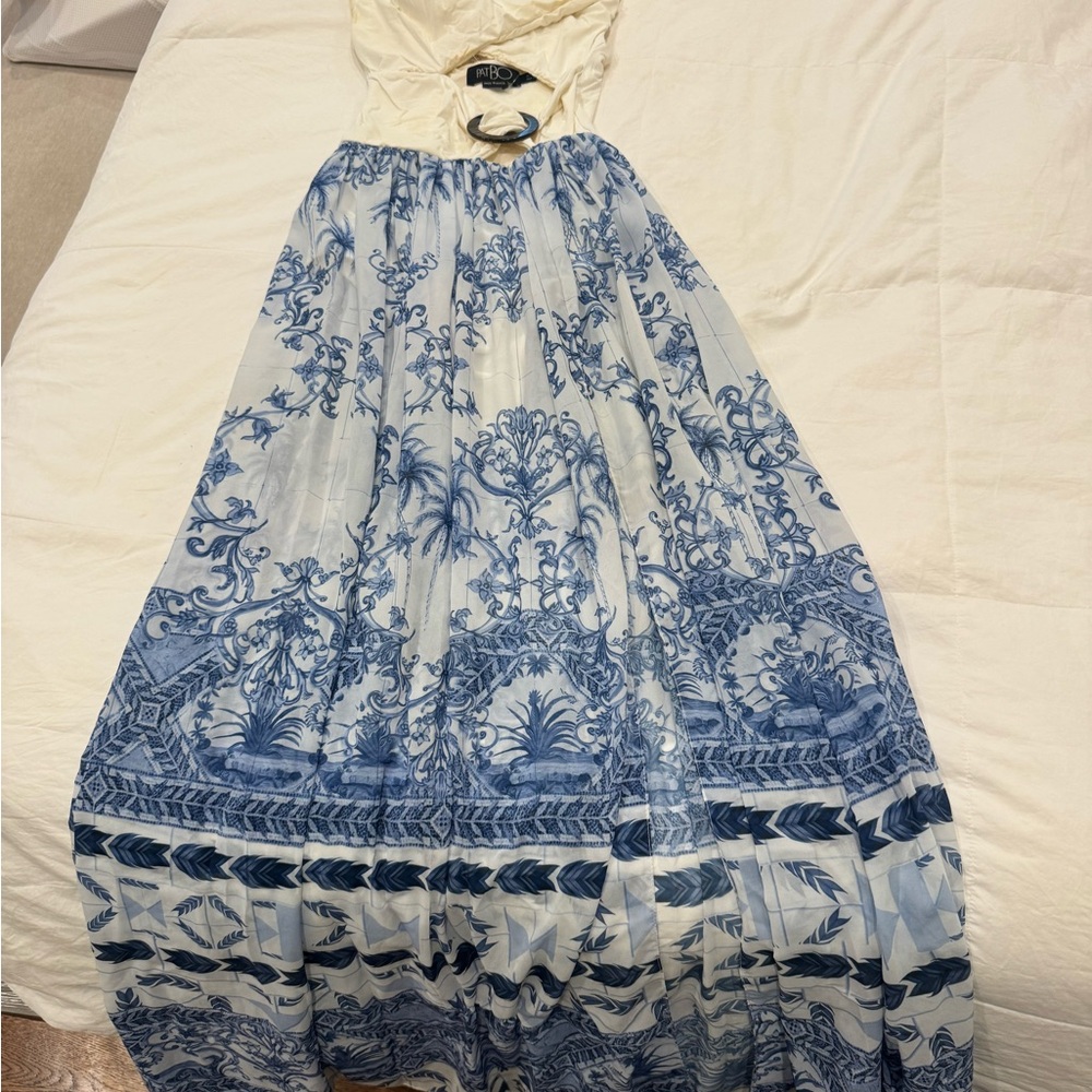 Patbo Blue and White Printed Maxi Dress